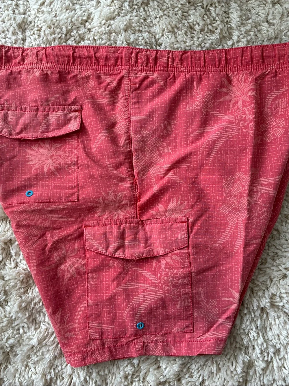 Tommy Bahama Coral Tropical-Print Swim Trunks with White Drawstring